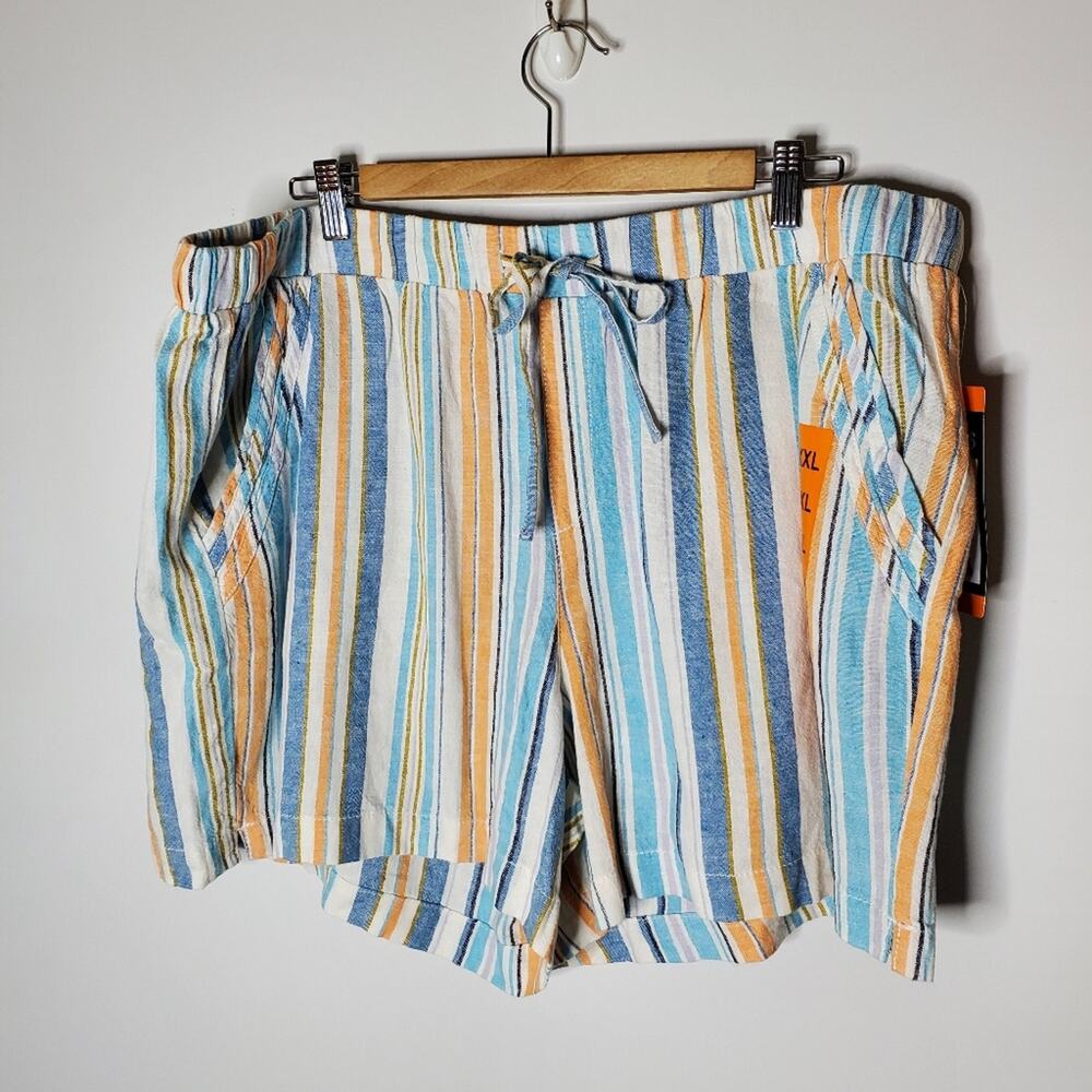Briggs Linen Blend striped drawstring linen casual shorts NEW Size XXL - Picture 6 of 11